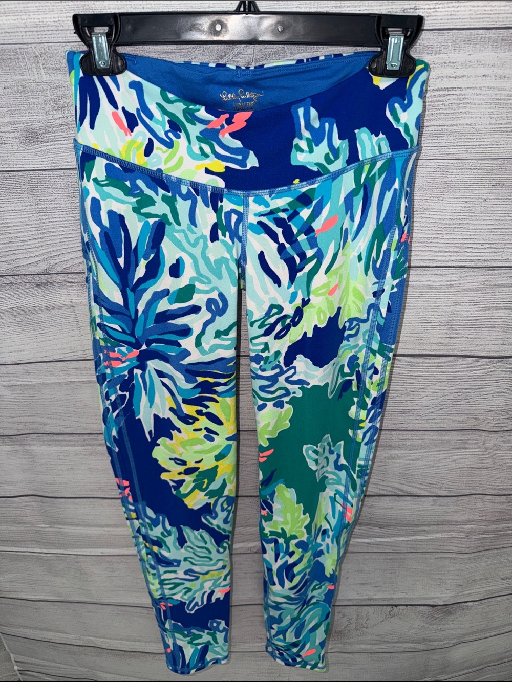 Lilly Pulitzer Blue Multicolor Tropical Print Leggings